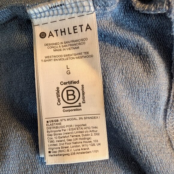 Athleta Women’s Westwood Sweatshirt Tee Cottage Blue Boxy Collar Size Large - Picture 7 of 8